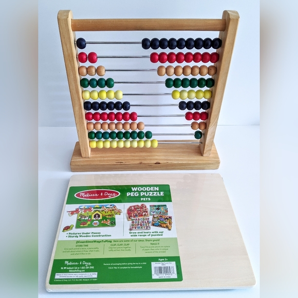Melissa & Doug Abacus & "Pets" Wooden Peg Puzzle - Picture 4 of 13